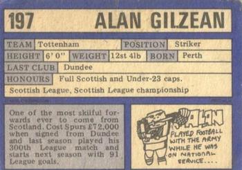 1973-74 A&BC Chewing Gum #197 Alan Gilzean Back