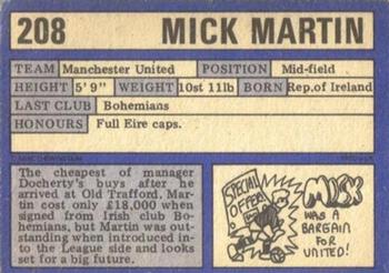 1973-74 A&BC Chewing Gum #208 Mick Martin Back