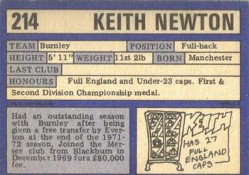 1973-74 A&BC Chewing Gum #214 Keith Newton Back