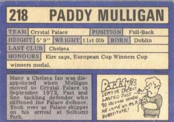 1973-74 A&BC Chewing Gum #218 Paddy Mulligan Back