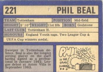 1973-74 A&BC Chewing Gum #221 Phil Beal Back