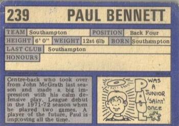 1973-74 A&BC Chewing Gum #239 Paul Bennett Back
