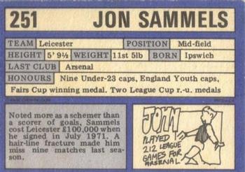1973-74 A&BC Chewing Gum #251 Jon Sammels Back