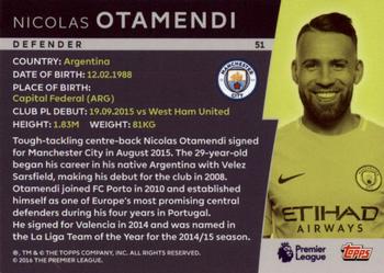 2018 Topps Platinum Premier League #51 Nicolas Otamendi Back