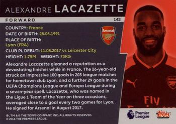 2018 Topps Platinum Premier League #142 Alexandre Lacazette Back