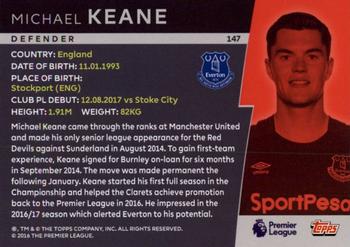 2018 Topps Platinum Premier League #147 Michael Keane Back