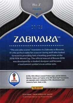 2018 Panini Prizm FIFA World Cup #Z Zabivaka Back