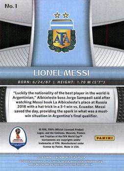 2018 Panini Prizm FIFA World Cup #1 Lionel Messi Back