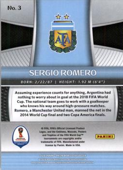 2018 Panini Prizm FIFA World Cup #3 Sergio Romero Back