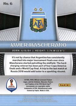 2018 Panini Prizm FIFA World Cup #6 Javier Mascherano Back