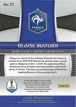 2018 Panini Prizm FIFA World Cup #77 Blaise Matuidi Back