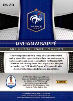 2018 Panini Prizm FIFA World Cup #80 Kylian Mbappé Back