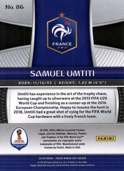 2018 Panini Prizm FIFA World Cup #86 Samuel Umtiti Back
