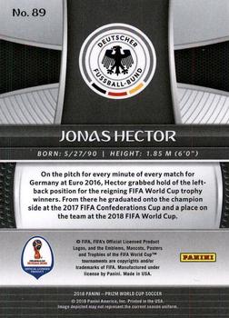 2018 Panini Prizm FIFA World Cup #89 Jonas Hector Back
