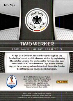 2018 Panini Prizm FIFA World Cup #98 Timo Werner Back
