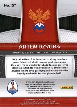 2018 Panini Prizm FIFA World Cup #167 Artem Dzyuba Back