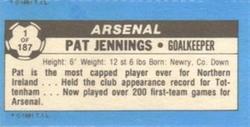 1981-82 Topps Footballer - Singles #1 Pat Jennings Back