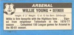 1981-82 Topps Footballer - Singles #2 Willie Young Back
