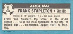 1981-82 Topps Footballer - Singles #3 Frank Stapleton Back