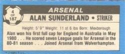 1981-82 Topps Footballer - Singles #4 Alan Sunderland Back