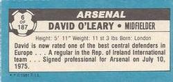 1981-82 Topps Footballer - Singles #6 David O'Leary Back