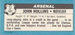 1981-82 Topps Footballer - Singles #11 John Hollins Back