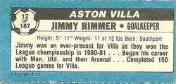 1981-82 Topps Footballer - Singles #12 Jimmy Rimmer Back