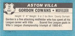 1981-82 Topps Footballer - Singles #16 Gordon Cowans Back