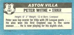1981-82 Topps Footballer - Singles #18 Peter Withe Back