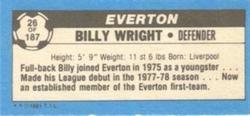 1981-82 Topps Footballer - Singles #26 Billy Wright Back