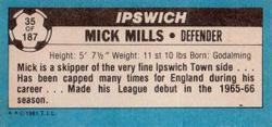 1981-82 Topps Footballer - Singles #35 Mick Mills Back
