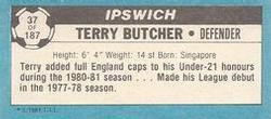 1981-82 Topps Footballer - Singles #37 Terry Butcher Back