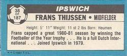 1981-82 Topps Footballer - Singles #38 Frans Thijssen Back