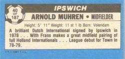 1981-82 Topps Footballer - Singles #40 Arnold Muhren Back