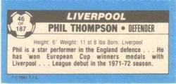 1981-82 Topps Footballer - Singles #46 Phil Thompson Back