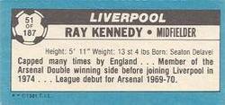 1981-82 Topps Footballer - Singles #51 Ray Kennedy Back