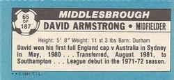 1981-82 Topps Footballer - Singles #65 David Armstrong Back