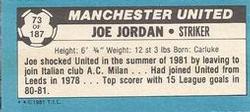 1981-82 Topps Footballer - Singles #73 Joe Jordan Back