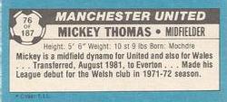 1981-82 Topps Footballer - Singles #76 Mickey Thomas Back