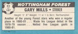 1981-82 Topps Footballer - Singles #83 Gary Mills Back