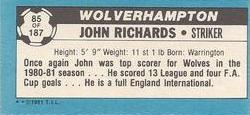1981-82 Topps Footballer - Singles #85 John Richards Back