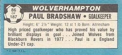 1981-82 Topps Footballer - Singles #86 Paul Bradshaw Back