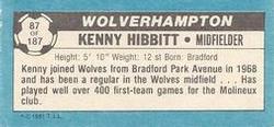 1981-82 Topps Footballer - Singles #87 Kenny Hibbitt Back
