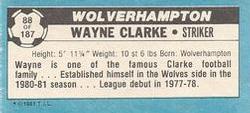 1981-82 Topps Footballer - Singles #88 Wayne Clarke Back