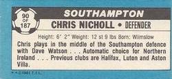 1981-82 Topps Footballer - Singles #90 Chris Nicholl Back
