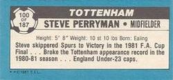 1981-82 Topps Footballer - Singles #100 Steve Perryman Back