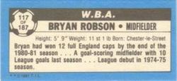 1981-82 Topps Footballer - Singles #117 Bryan Robson Back