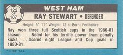 1981-82 Topps Footballer - Singles #122 Ray Stewart Back