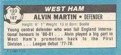 1981-82 Topps Footballer - Singles #123 Alvin Martin Back