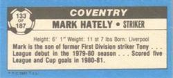 1981-82 Topps Footballer - Singles #133 Mark Hateley Back